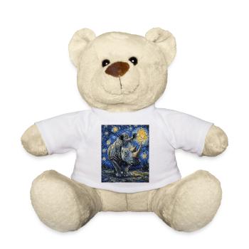 Nashorn Rhino Van Gogh Style Starry Night - Teddy Bear - white - Front