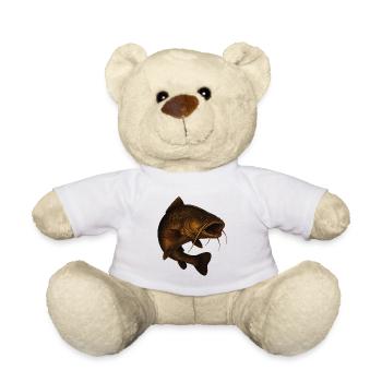 Large Catfish Fishing Motif - Teddy Bear - white - Front