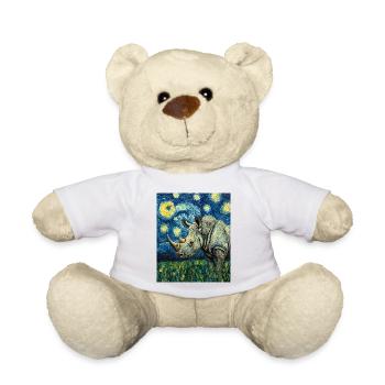 Nashorn Rhino Van Gogh Style Starry Night - Teddy Bear - white - Front