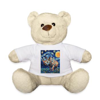 Nashorn Rhino Van Gogh Style Starry Night - Teddy Bear - white - Front
