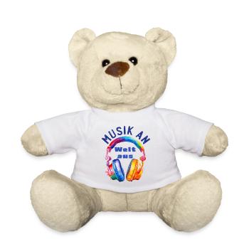 Musik an - Welt aus - Kopfhörer - Musiker Geschenk - Teddy - Weiß - Vorne