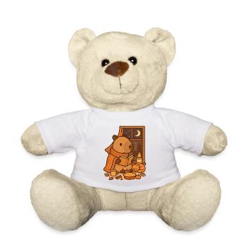 Capybara Reading Nook – Cozy Autumn Evening - Teddy Bear - white - Front