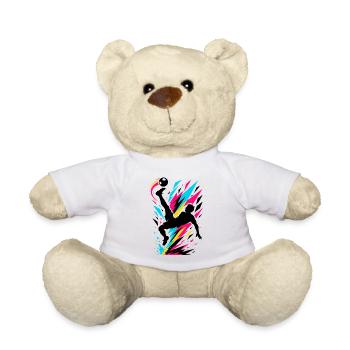 Neon Fussball Spieler mit Ball - Teddy - Weiß - Vorne