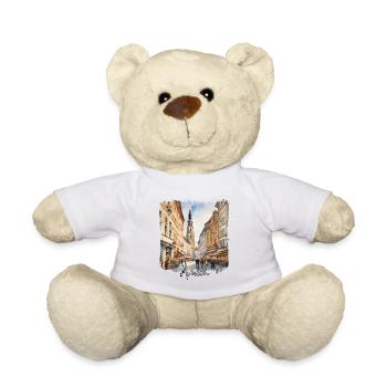 Munich Watercolor, Munich Germany - Teddy Bear - white - Front