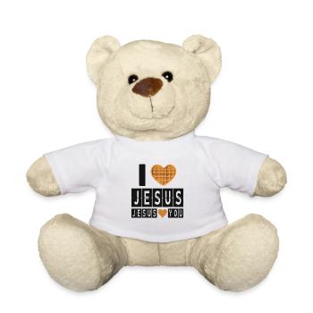 Ich liebe Jesus Waffel Herz Glaube Design - Teddy - Weiß - Vorne