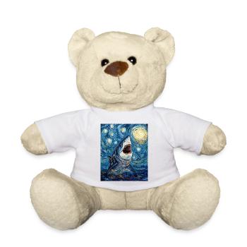 Shark Fish Van Gogh Style Starry Night - Teddy Bear - white - Front