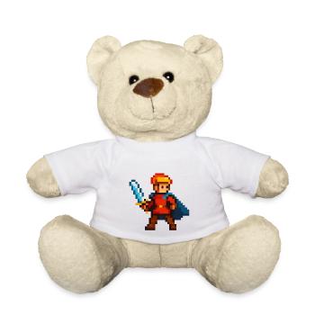 Pixelritter mit Schwert und Cape - Teddy - Weiß - Vorne