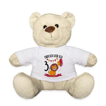 Birthday Lion 3 Year Old Leo Party Gift - Teddy Bear - white - Front