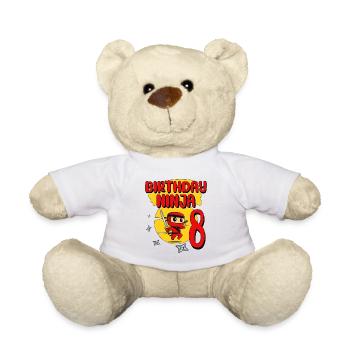 Birthday Ninja 8 Year Old Birthday Party Gift - Teddy - Weiß - Vorne