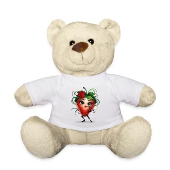 Tanzende Erdbeere mit Rose - Teddy - Weiß - Vorne