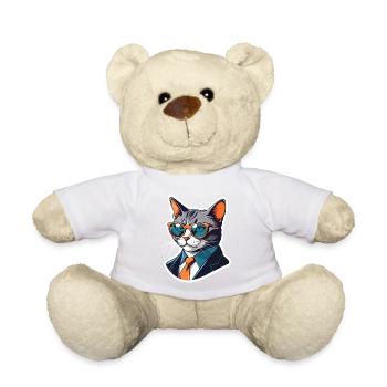Business cat with sunglasses in a suit - Teddy Bear - white - Front