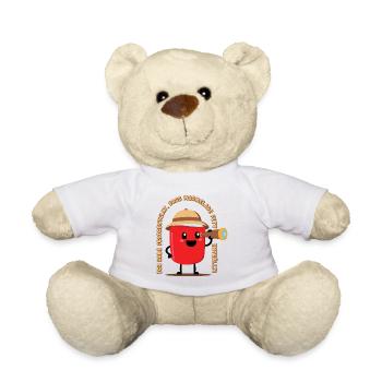 Marmeladen-Entdecker mit Fernglas, Wortwitz, Reim - Teddy - Weiß - Vorne