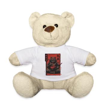 Samurai Cat Ramen Japan Streetwear Design - Teddy Bear - white - Front