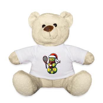 TEnnis Christmas Sports Santa Claus - Teddy Bear - white - Front