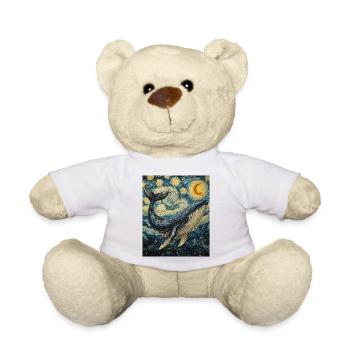 Whale Fish Blue Whale Van Gogh Style Starry Night - Teddy Bear - white - Front