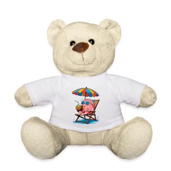 Gehirn am Strand mit Cocktail - Teddy - Weiß - Vorne