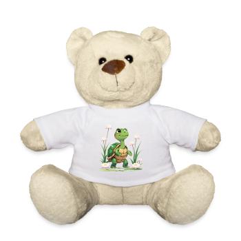 Happy turtle in a sea of flowers - Teddy Bear - white - Front
