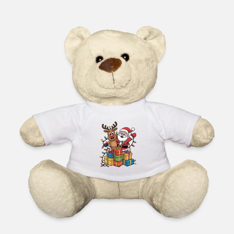 Santa Rentier Lichterkette - Teddy - Weiß