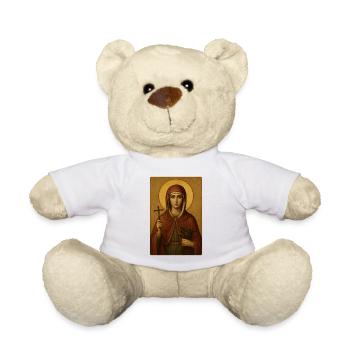 Ikonenbild: Heilige Marina mit Kreuz und Drachen - Teddy - Weiß - Vorne