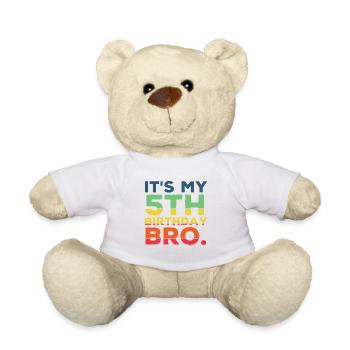 5ème anniversaire Bro Drôle 5 ans Garçon Cool - Nounours - blanc - Devant
