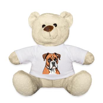 Boxer Portrait - Teddy Bear - white - Front