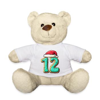 12 Number Cookie Christmas - Teddy Bear - white - Front