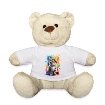 Kätzchen im Regenbogen Aquarell - Teddy - Weiß - Vorne
