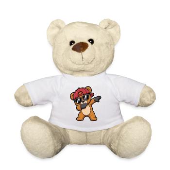 Dabbing Bear with Cap & Sunglasses – Cool Kids - Teddy Bear - white - Front