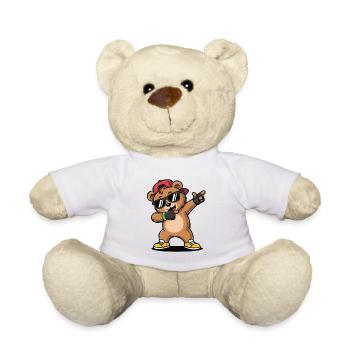 Cool dancing bear with cap and sunglasses - Teddy Bear - white - Front