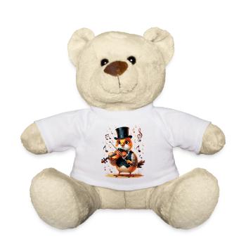 Vogel im Zylinder spielt Geige - Teddy - Weiß - Vorne