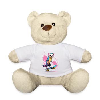 Colorful Skateferret Paint Splash - Teddy Bear - white - Front