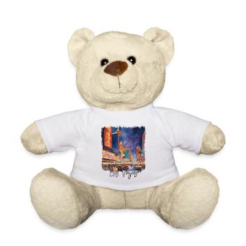 Aquarelle de Las Vegas, j’adore Las Vegas - Nounours - blanc - Devant