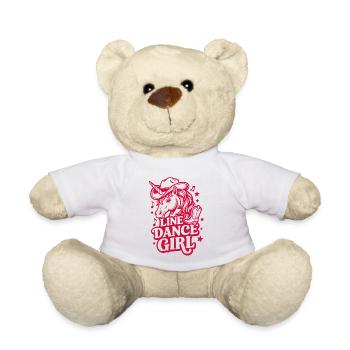 Fille de danse en ligne - Danse avec coeur - Musique Cadeau - Nounours - blanc - Devant
