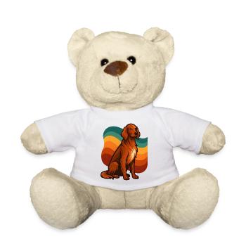 Irischer roter Setter-Hund in Retro-Wave-Palette - Teddy - Weiß - Vorne