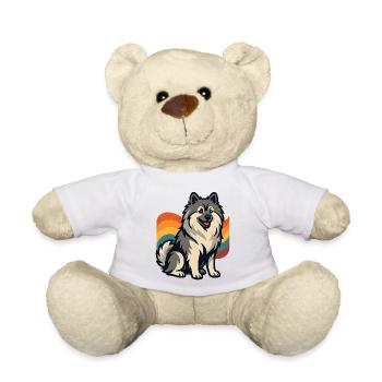 Chien Spitz allemand sur fond arc-en-ciel - Nounours - blanc - Devant