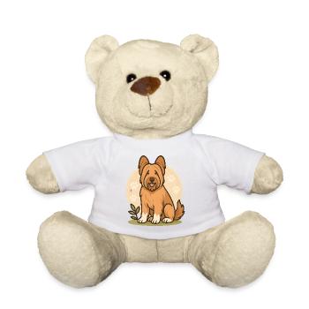 Cute Briard Dog with Paw Pattern - Teddy Bear - white - Front