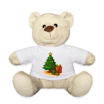 Christmas Tree with Gifts Pattern - Teddy Bear - white - Front