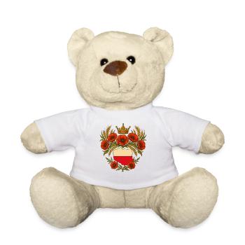 Polnische Landkarte Krone mit Mohnblumen-Design - Teddy - Weiß - Vorne