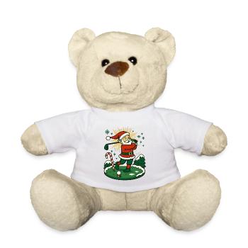 Santa Claus Golfing Christmas Fun Holiday - Teddy Bear - white - Front