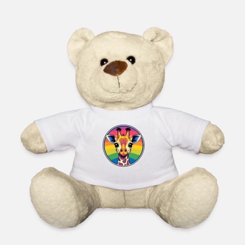 Regenbogen-Giraffenporträt - Teddy - Weiß