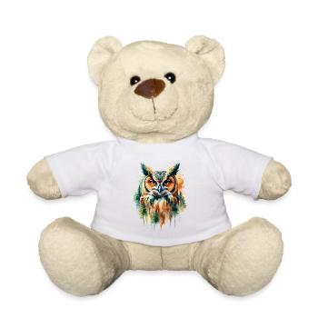 Watercolor owl in forest design - Teddy Bear - white - Front