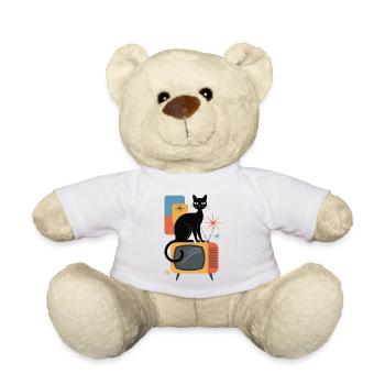 Chat rétro Vintage TV des années 50 des années 60 de l’ère atomique - Nounours - blanc - Devant