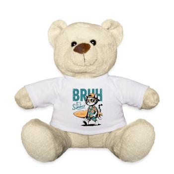 Surfer cat with surfboard - Teddy Bear - white - Front