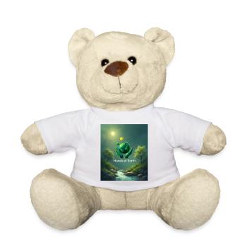 La Terre entre des mains vertes - Nounours - blanc - Devant