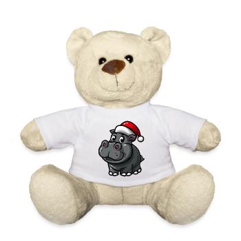 Hippopotamus Christmas - Teddy Bear - white - Front