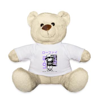 Lo-Fi Nights – Kawaii Chibi mit Walkman Streetwear - Teddy - Weiß - Vorne