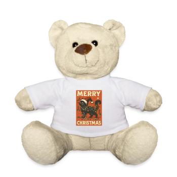 Frohe Weihnachten Katze mit Lichtern - Teddy - Weiß - Vorne