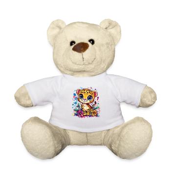 Colorful leopard cub with flowers - Teddy Bear - white - Front
