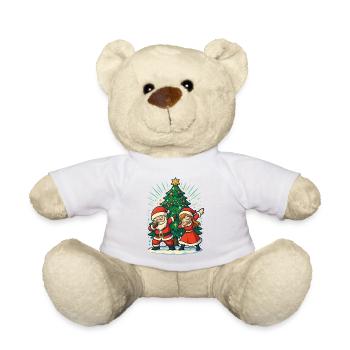 Dabbing Père Noël et Mère Noël Chemise Sapin de Noël - Nounours - blanc - Devant