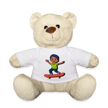Cartoon Skateboard Kid - Teddy - Weiß - Vorne